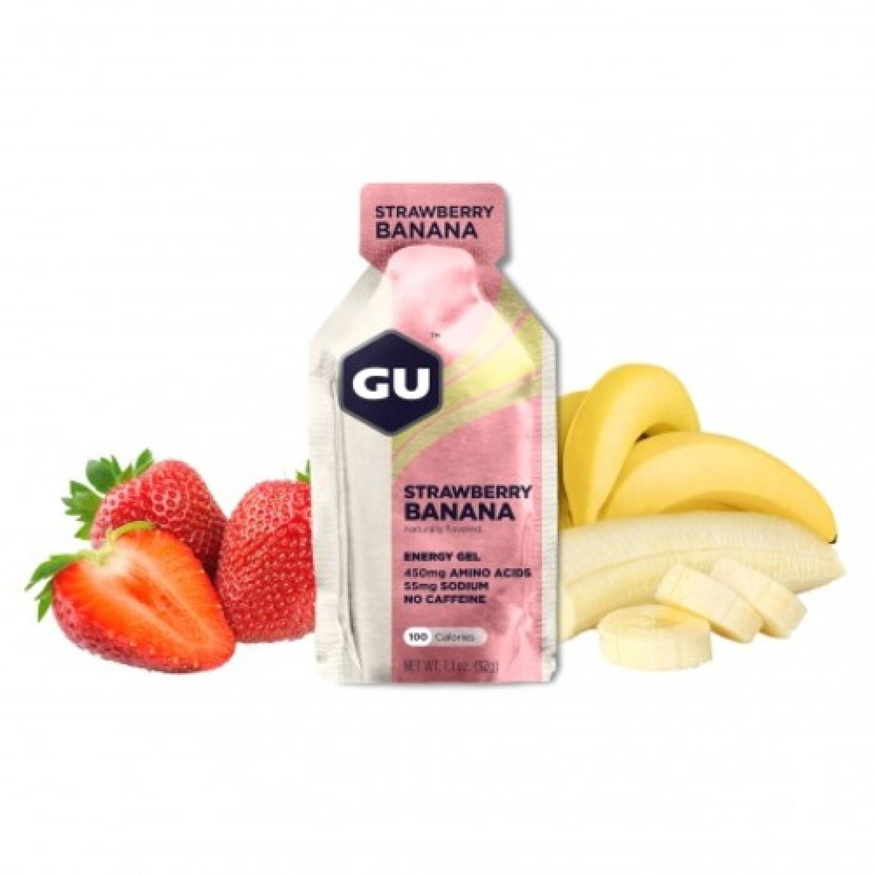 Opakowanie 24 żeli Gu Energy fraise/banane sans caféine