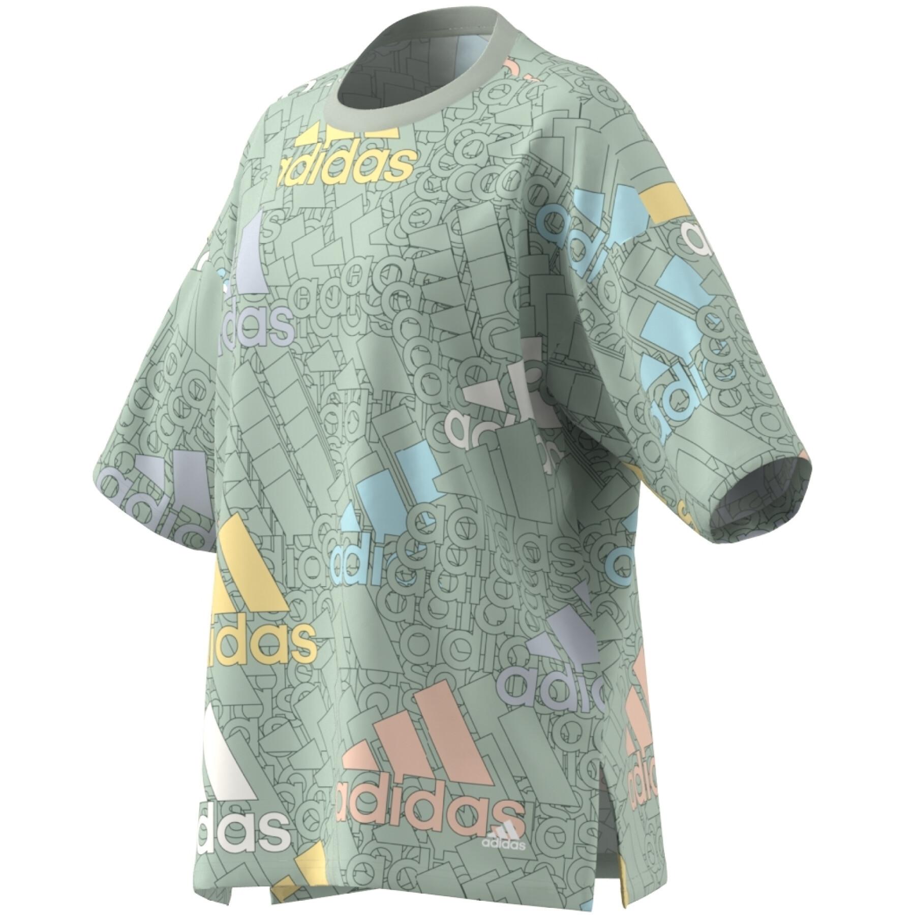 Damski wielobarwny T-shirt z logo adidas Essentials Boyfriend